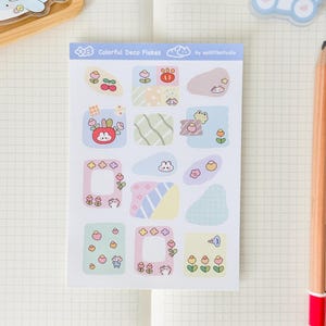 Hoja de pegatinas de copos decorativos de colores / Pegatinas para bullet journal, Pegatinas bonitas para planificador, Pegatinas para scrapbooking, Carta de amigo por correspondencia / estilo decorativo, nota