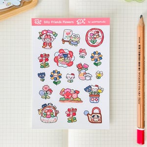 Dumme Freunde Blumen-Stickerbogen | Bullet Journal Aufkleber, Niedliche Planer Aufkleber, Scrapbook Aufkleber, PenPal Buchstabe | alberne Kunst, Blumen