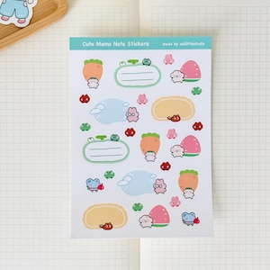 Cute Memo Note Stickies Sticker Sheet | Bullet Journal Stickers, Cute Planner Stickers, Scrapbook Stickers, PenPal Letter | memo, note paper