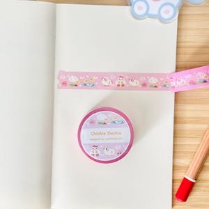 Washi Tape [Chickie Duckie] | Unikat | Bunt | 10m x 15mm | Niedliches Tiere Washi Tape, Niedliches Washi Tape, 3D Muster, Schreibwaren Tape