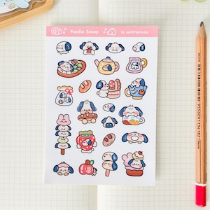 Adesivos do Snoop Foodie | Adesivos para Bullet Journal, Adesivos Fofos para Planejador, Adesivos para Scrapbook, Carta para Amigo por Correspondência | cachorrinho fofo, comida, foodie