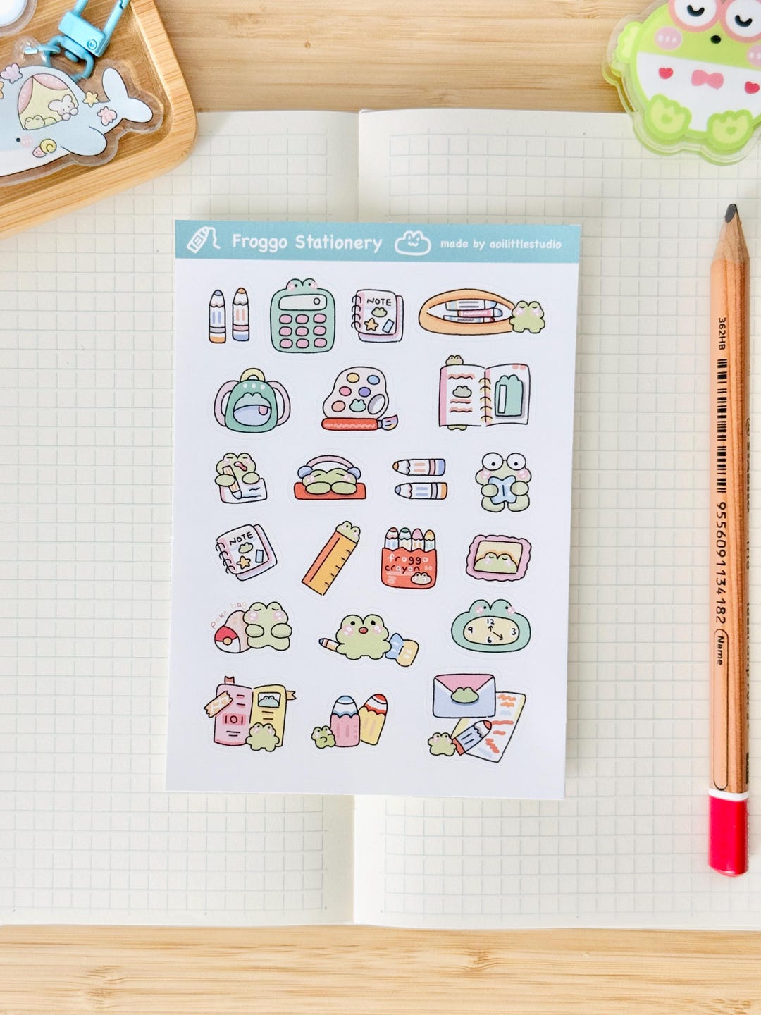 Froggo Stationery Sticker Sheet | Bullet Journal Stickers, Cute Planner ...