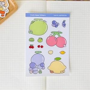 Fruits Memo Sticker Sheet | Bullet Journal Stickers, Cute Planner Stickers, Scrapbook Stickers, PenPal Letter | fruits, memo, note paper