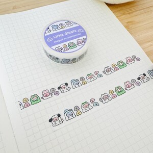 Ruban adhésif Washi [Petits fantômes] | Uniques | Coloré | 10 x 15 mm | Ruban adhésif Washi Adorable, Ruban Pour Journal, Ruban Pour Papeterie, Ruban Washi Effrayant