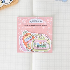 Pacchetto di adesivi "Cute Daily Things" / Adesivi sciolti / Carta per appunti / Adesivi estetici / Fatti a mano / Tagliati a mano / Adesivi illustrati, opachi, Y2K