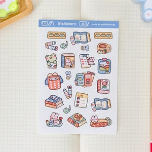 Hoja de pegatinas de papelería / Pegatinas para Bullet Journal, Pegatinas lindas para planificador, Pegatinas para álbumes de recortes, Carta de amigo por correspondencia / Arte de papelería lindo, Notas adhesivas