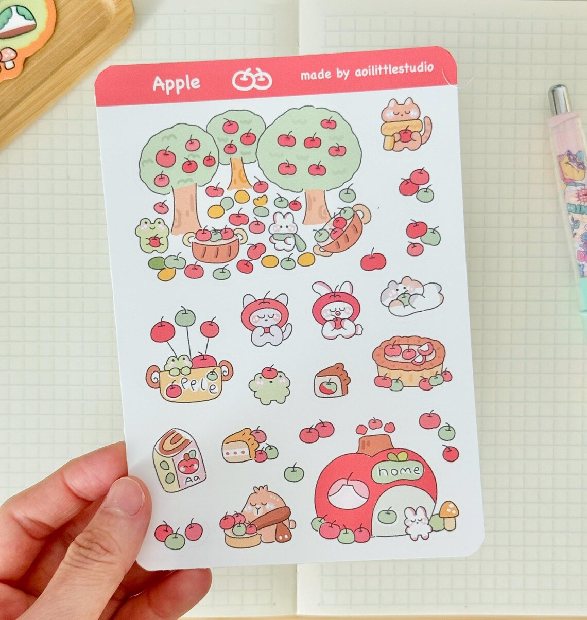 Apple Sticker Sheet | Bullet Journal Stickers, Cute Planner Stickers ...