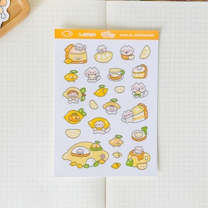 Lemon Sticker Sheet | Bullet Journal Stickers, Cute Planner Stickers, Scrapbook Stickers, PenPal Letter | fruits, lemon, yellow, sour, sweet