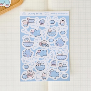 Cruising at Sea Sticker Sheet | Bullet Journal Stickers, Cute Planner Stickers, Scrapbook Stickers, PenPal Letter | soft colors, sailor