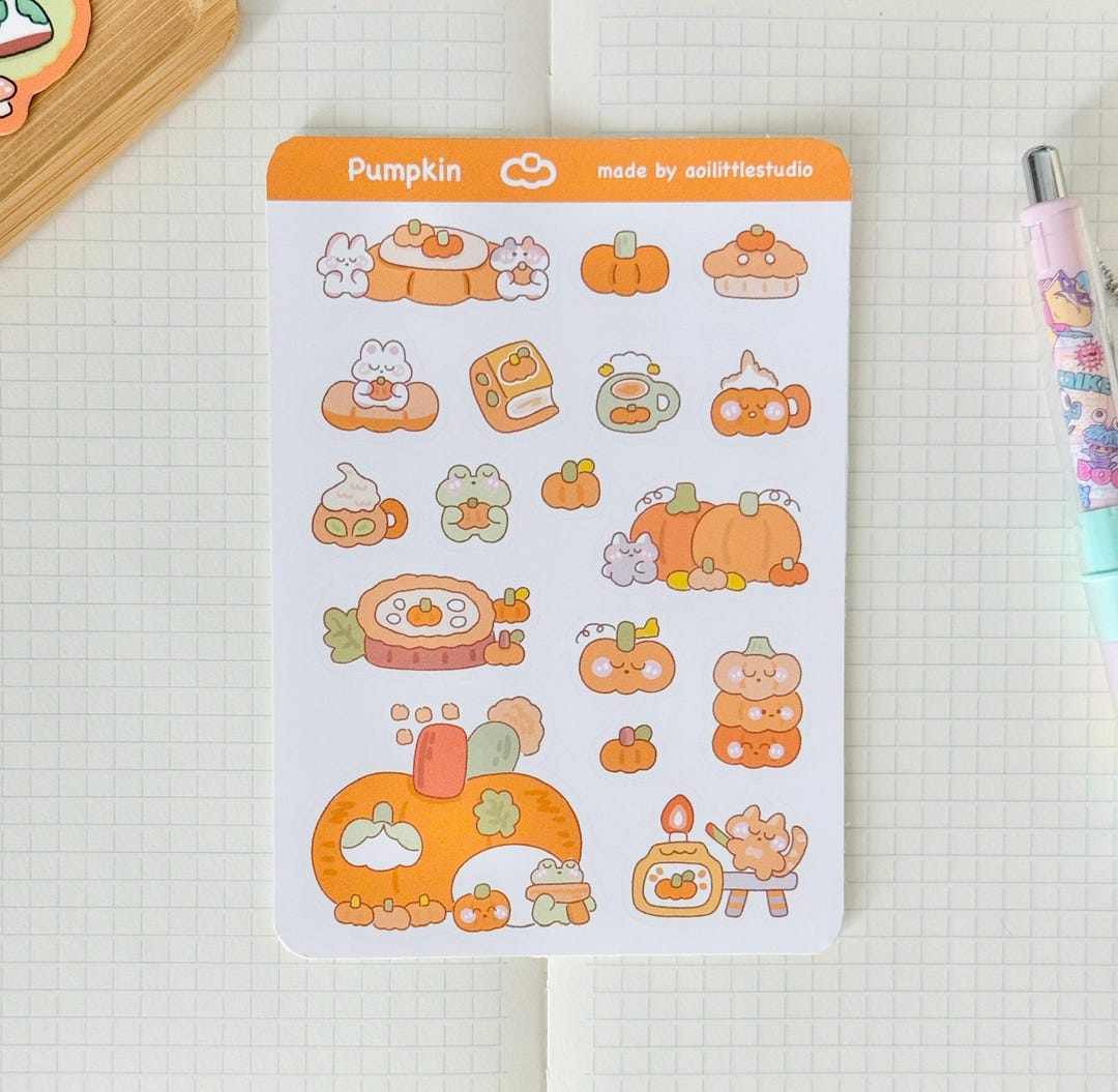Pumpkin Sticker Sheet | Bullet Journal Stickers, Cute Planner Stickers ...