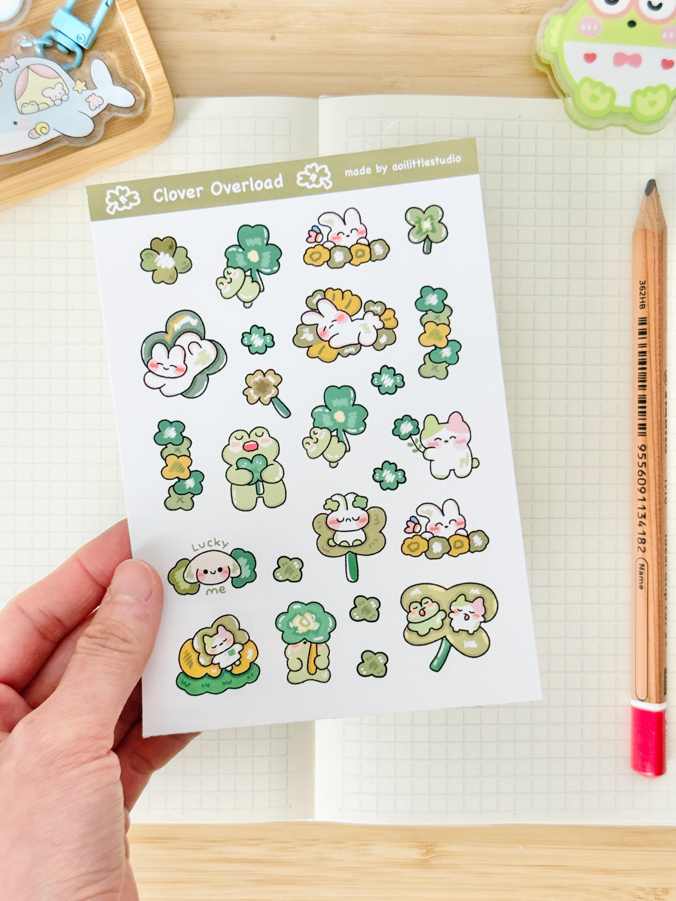 Clover Overload Sticker Sheet | Bullet Journal Stickers, Cute Planner ...