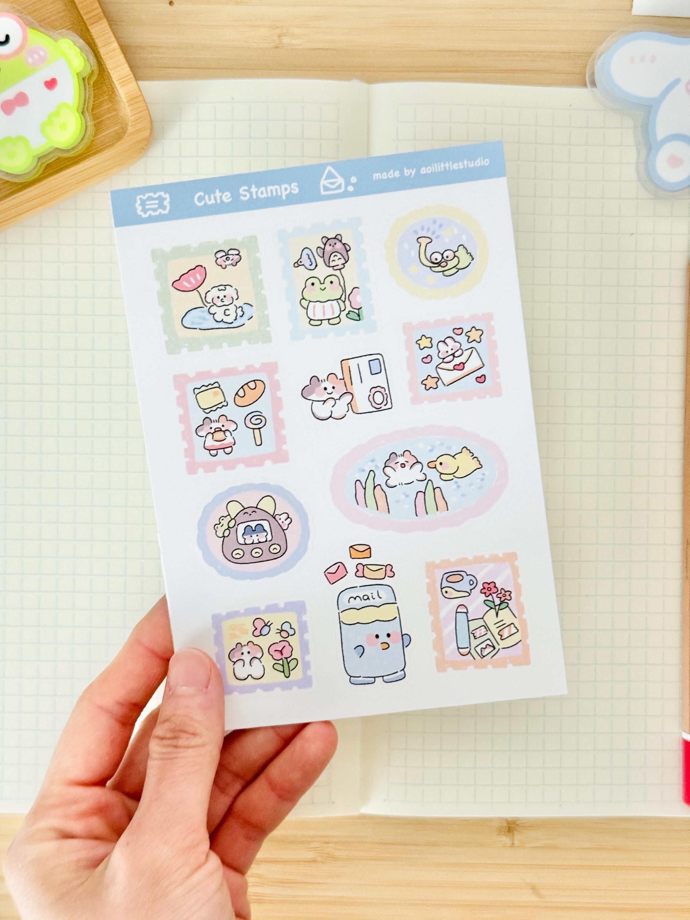 Cute Stamps Sticker Sheet | Bullet Journal Stickers, Cute Planner ...