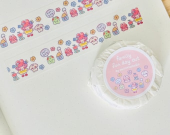 Washi Tape [Family Fun Day Out] | Unique | Colorful | 10m x 15mm | Cute Washi Tape, Journaling Tape, Stationery Tape, Happy Washi Tape