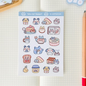 Adesivos de sobremesa Toto-Cat | Adesivos para Bullet Journal, Adesivos fofos para planejador, Adesivos para scrapbook, Carta para amigo por correspondência | sobremesa, comida, Toto
