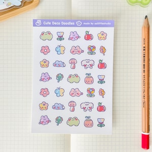 Adesivos com rabiscos decorativos fofos | Adesivos para bullet journal, adesivos fofos para planner, adesivos para scrapbook, carta para penpal | arte roxa, arte peculiar