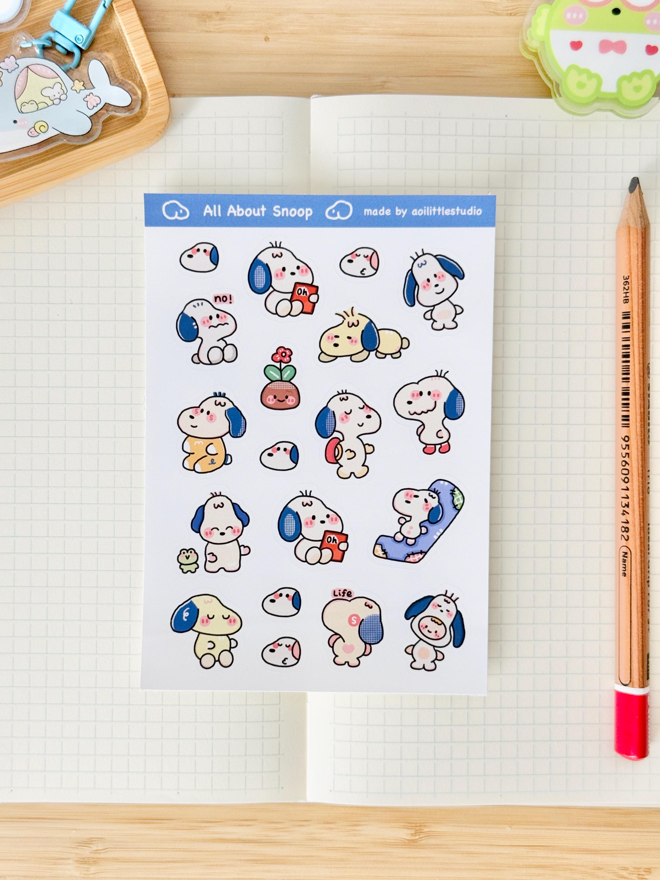 All About Snoop Sticker Sheet | Bullet Journal Stickers, Cute