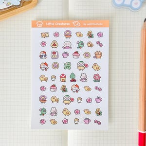 Adesivos de Pequenas Criaturas | Adesivos para Bullet Journal, Adesivos Fofos para Planejador, Adesivos para Scrapbook, Carta para Amigo por Correspondência | minúsculo, rabiscos, fofo