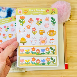 Cozy Flower Garden Sticker Sheet Bullet Journal Stickers, Cute Planner ...