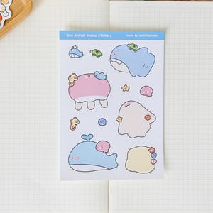 Sea Animals Memo Sticker Sheet | Bullet Journal Stickers, Cute Planner Stickers, Scrapbook Stickers, PenPal Letter | sea animals, memo, note
