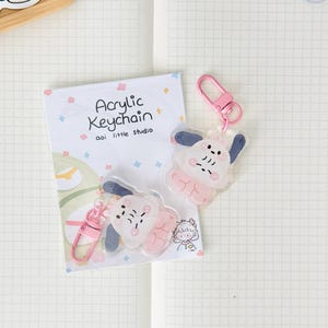 Süßer Baby Schlüsselanhänger | Unikat | Süßer Schlüsselanhänger | pocha Schlüsselanhänger | Winziger süßer Schlüsselbund | Dumme nette Kunst | welpe, rosa, pastell