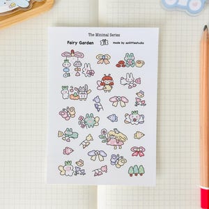 Folha de adesivos para jardim de fadas | Adesivos para bullet journal, adesivos fofos para planner, adesivos para scrapbook, carta para amigo por correspondência | jardim de fadas fofo e pequeno