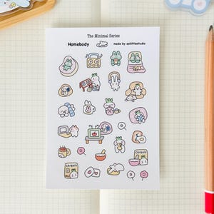 Adesivos para quem está em casa | Adesivos para Bullet Journal, Adesivos fofos para planejador, Adesivos para scrapbook, Carta para amigo por correspondência | fofo, pequeno, caseiro, introvertido