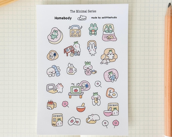 Homebody Sticker Sheet | Bullet Journal Stickers, Cute Planner Stickers ...
