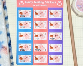 Bunny Mailing Sticker Sheet | Bullet Journal Stickers, Cute Planner Stickers, Scrapbook Stickers, PenPal Letter | mailing, snail mail