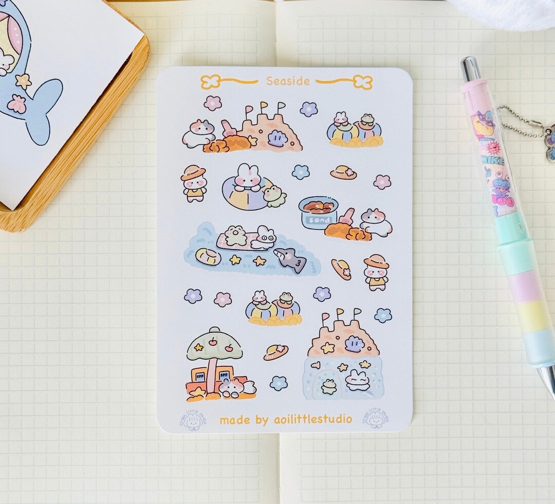 Seaside Sticker Sheet Bullet Journal Stickers, Cute Planner Stickers ...