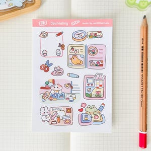 Foglio di adesivi per il journaling / Adesivi per bullet journal, Adesivi per planner carini, Adesivi per album, Lettere PenPal / colori tenui, lettura, libro