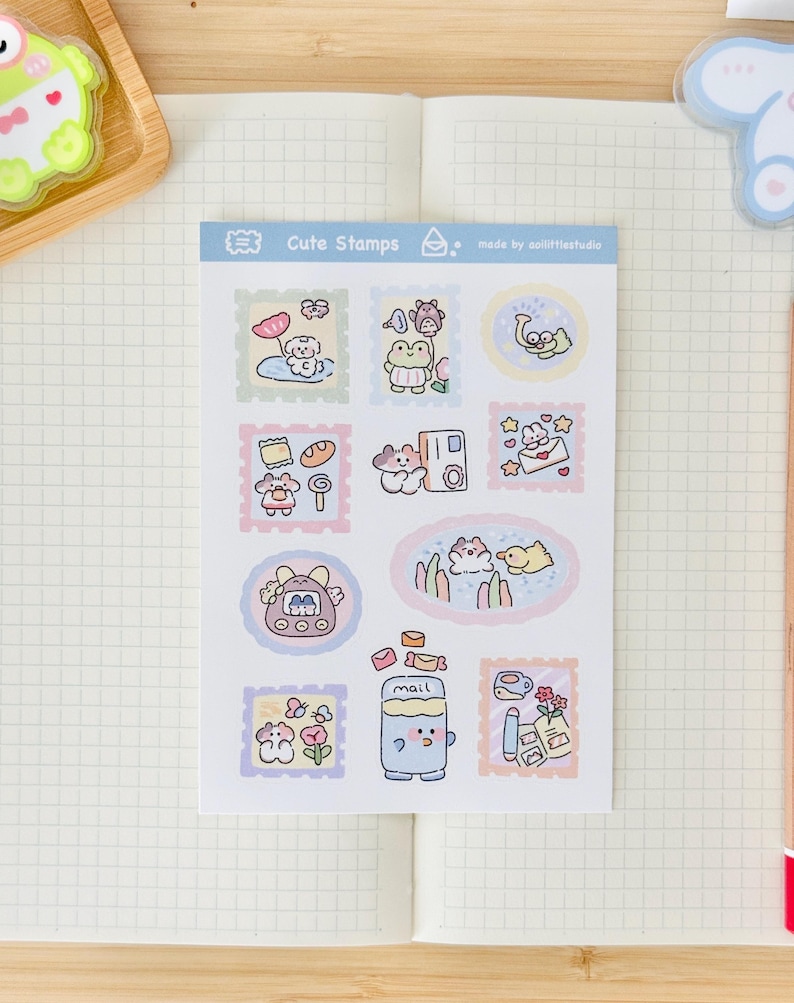 Cute Stamps Sticker Sheet | Bullet Journal Stickers, Cute Planner ...
