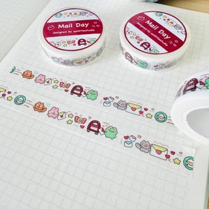 Washi Tape [Mail Day] | Unique | Colorful | 10m x 15mm | Cute Washi Tape, Journaling Tape, Stationery Tape, mailing day Washi Tape