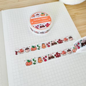 Washi Tape [Autumn Season] | Unique | Colorful | 10m x 15mm | Cute Washi Tape, Journaling Tape, Stationery Tape, Cute Fall Season Washi Tape
