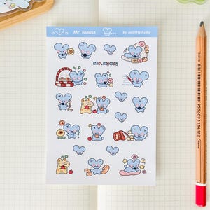 Stickervel Mr Mouse | Bullet Journal-stickers, schattige plannerstickers, plakboekstickers, penvriendje | klein, schattig, dieren, muis