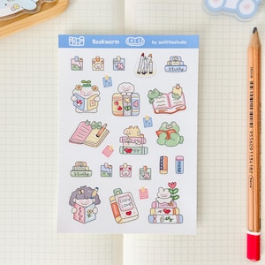 Adesivos para leitores ávidos | Adesivos para bullet journal, adesivos fofos para planner, adesivos para scrapbook, carta para penpal | amante de livros, leitura