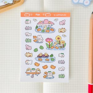 Adesivos de peixe | Adesivos para bullet journal, adesivos fofos para agenda, adesivos para scrapbook, carta para amigo por correspondência | carpa, animais fofos, água, lago