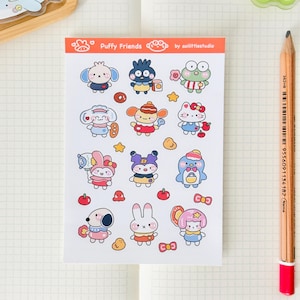 Adesivos Puffy Friends | Adesivos para Bullet Journal, Adesivos Fofos para Planejador, Adesivos para Scrapbook, Carta para PenPal | Animais, Arte Divertida