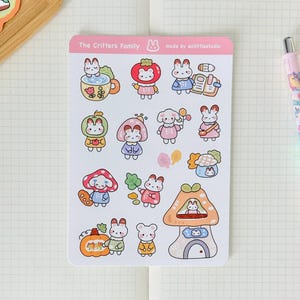 Adesivos da Família Critters | Adesivos para Bullet Journal, Adesivos Fofos para Planejadores, Adesivos para Scrapbook, Carta para PenPal | Rato, Coelho