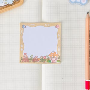 Fogli di promemoria Cottagecore / 20 fogli di promemoria sciolti / Carta per appunti / Estetica / Fatta a mano / Tagliata a mano / cottagecore, foresta, accogliente, fungo