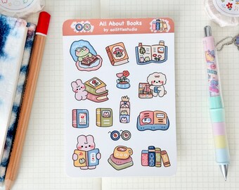 All About Books Sticker Sheet | Bullet Journal Stickers, Cute Planner Stickers, Scrapbook Stickers, PenPal Letter | bookworm, book lover