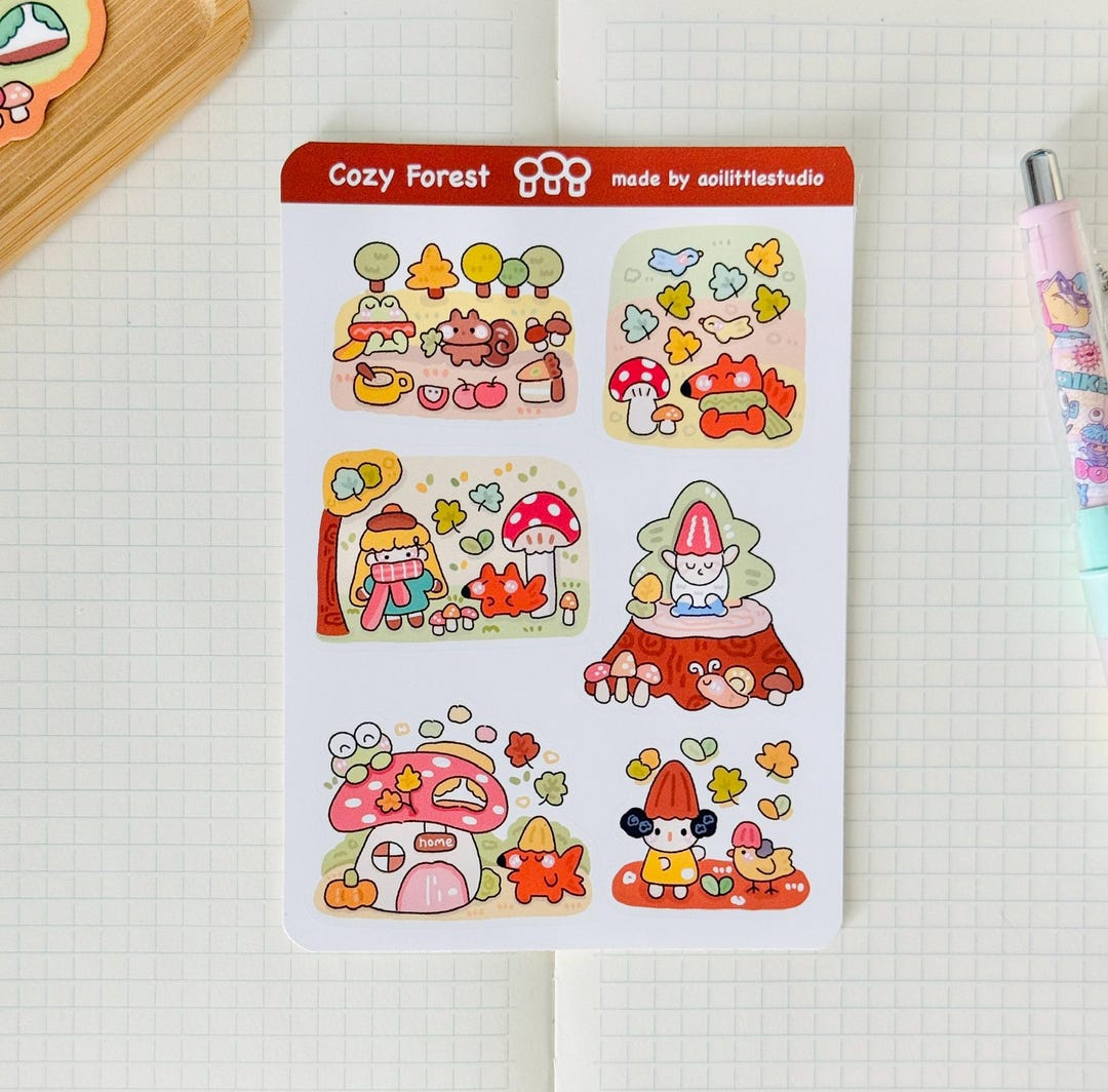 Cozy Forest Sticker Sheet | Bullet Journal Stickers, Cute Planner ...