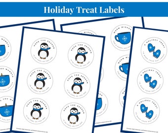 Holiday Treat Tags for Kids Printable Winter Holiday Party Favors Winter Gift Labels for All Ages