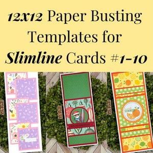 Card Sketches and Paper Busting Templates for 12x12 Paper and Slimline Cards 1-10 | PDF Card Maker Patterns for Paper Crafter