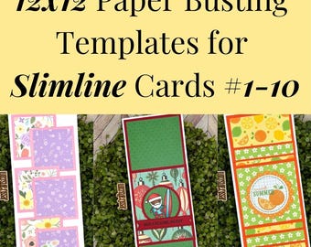 Card Sketches and Paper Busting Templates for 12x12 Paper and Slimline Cards 1-10 | PDF Card Maker Patterns for Paper Crafter