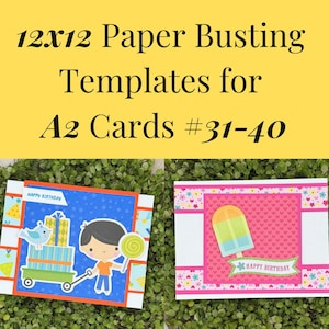 Card Sketches and Paper Busting Templates for 12x12 Paper and A2 Cards 31-40 | PDF Card Maker Patterns for Paper Crafter