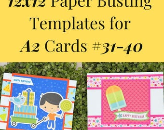 Card Sketches and Paper Busting Templates for 12x12 Paper and A2 Cards 31-40 | PDF Card Maker Patterns for Paper Crafter