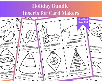 Printable Card Inserts Holiday Bundle | Games & Activities for Inside Cards Lunch Box Notes Worksheets Christmas Valentine Halloween Easter