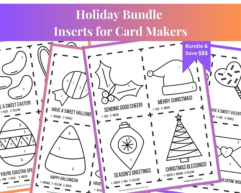 Printable Card Inserts Holiday Bundle Games & Activities for image 1