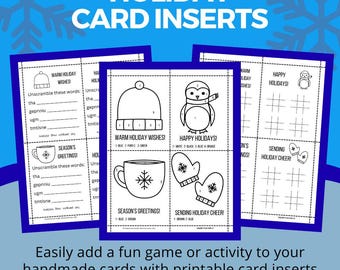 Printable Card Inserts Holiday Games & Activities for Inside Cards Holiday Fun Worksheets Simple Activities for All Ages