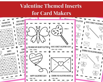 Printable Card Inserts Valetine Games & Activities for Inside Cards Lunch Box Notes Valentine Fun Worksheets Simple Activities for All Ages